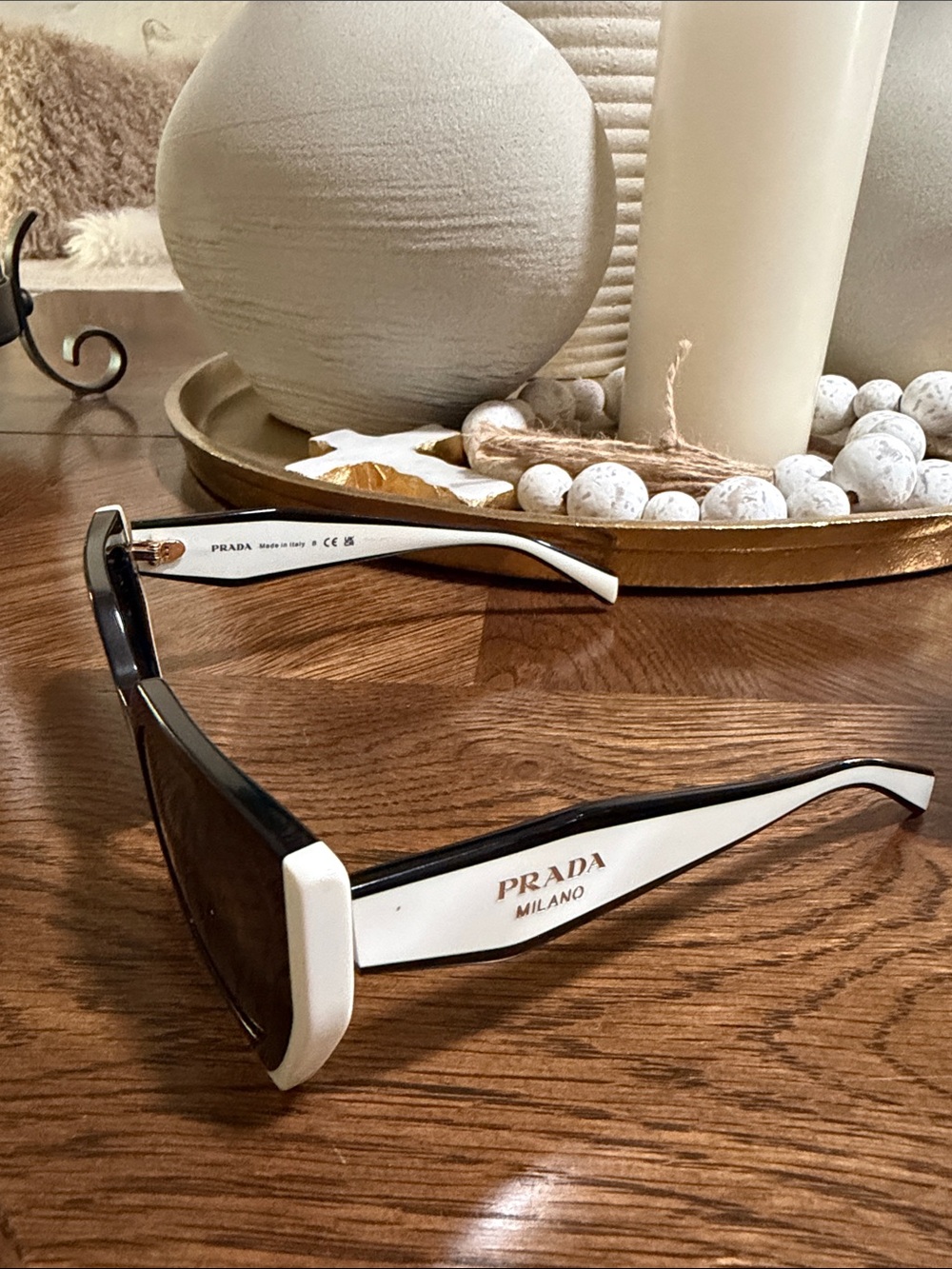 Prada Black and White Cat-Eye Sunglasses - Picture 2 of 10
